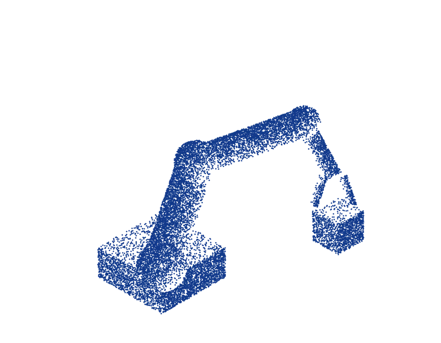 Stippled robotic arm lifting a box